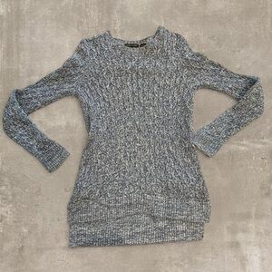 Jeanne Pierre Blue & White Marled Cable Knit Sweater - Size S
